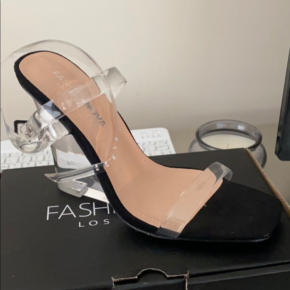 Clear/ black wedge heel Fashion Nova